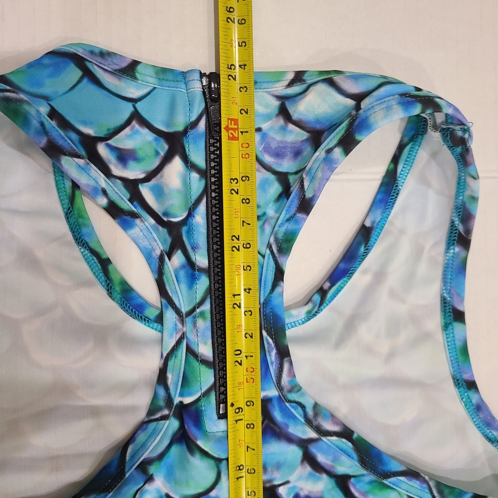 Sport Couture Aqua Blue Mermaid UPF 50+ 1-Piece Swimsuit Sz Youth XL NWT - Picture 9 of 12